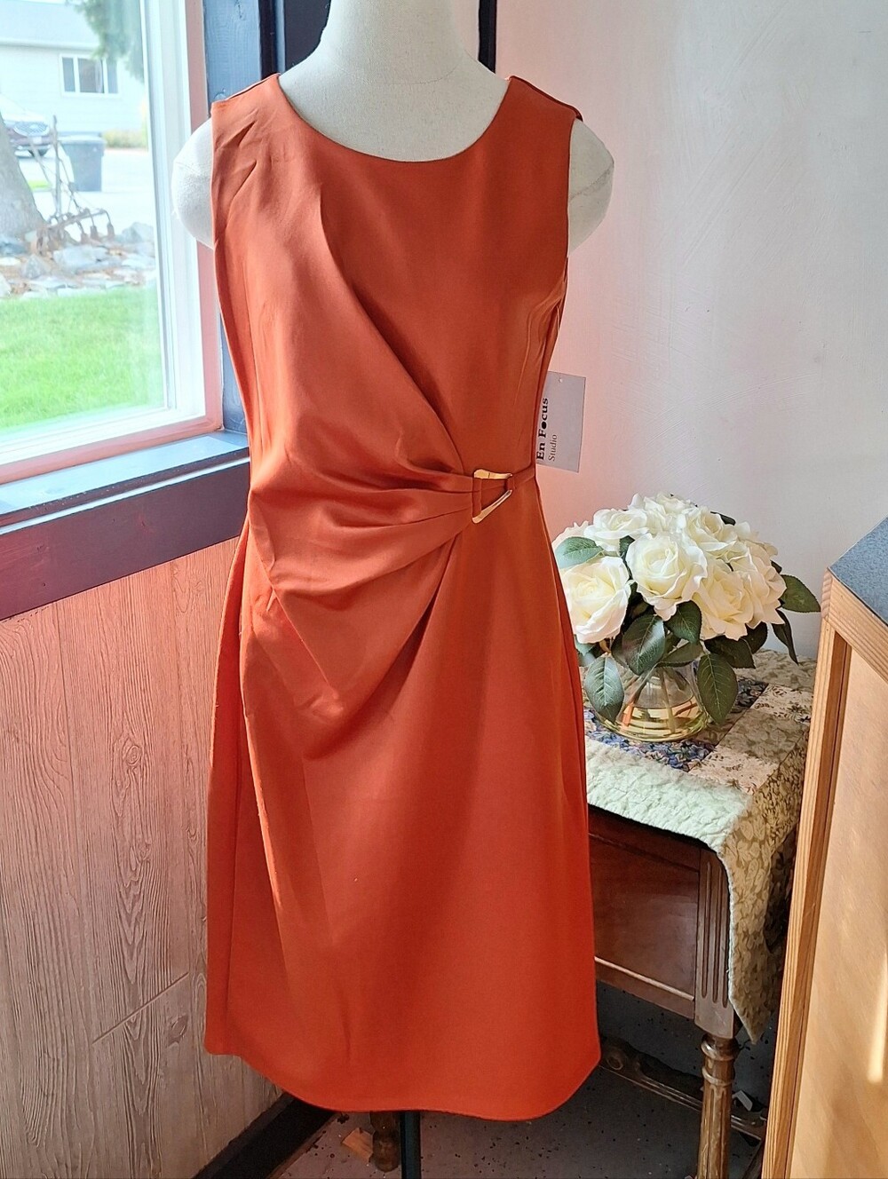 EnFocus Studios Sleeveless Side-Twist Buckle Sheath Dress, 8, RN#165987, NWT